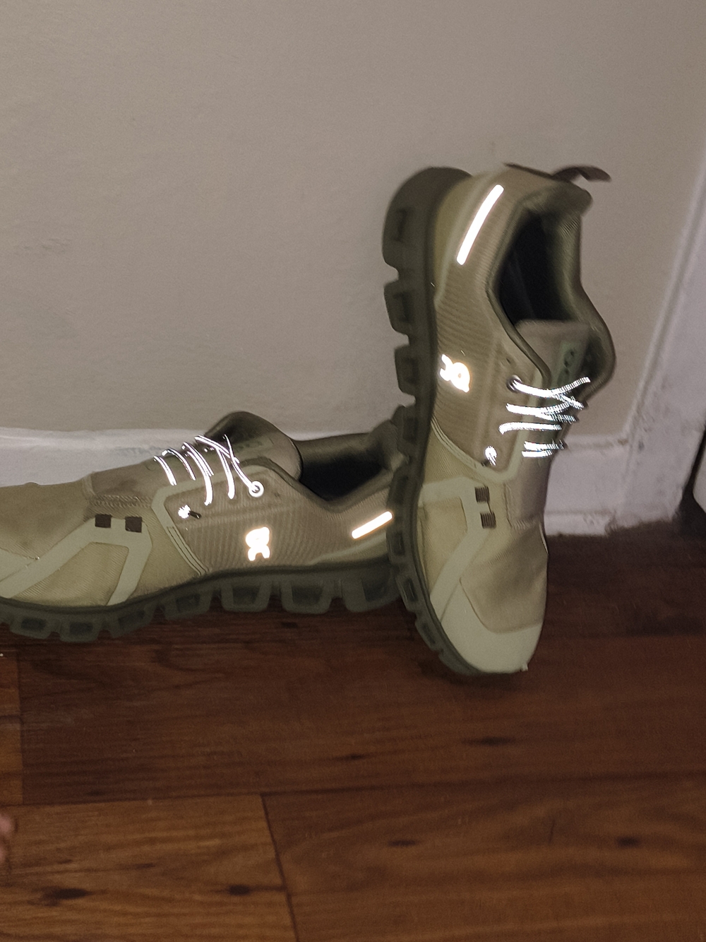 On Running Men's Athletic Sneakers in Beige and Olive Green